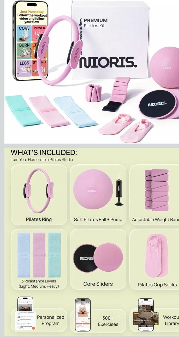 Home Pilates Kit with Pilates App - Pilates Ring, Soft Pilates Ball, 3X...